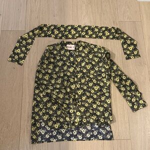Plan C Floral Long Sleeve Top - Black and Yellow
